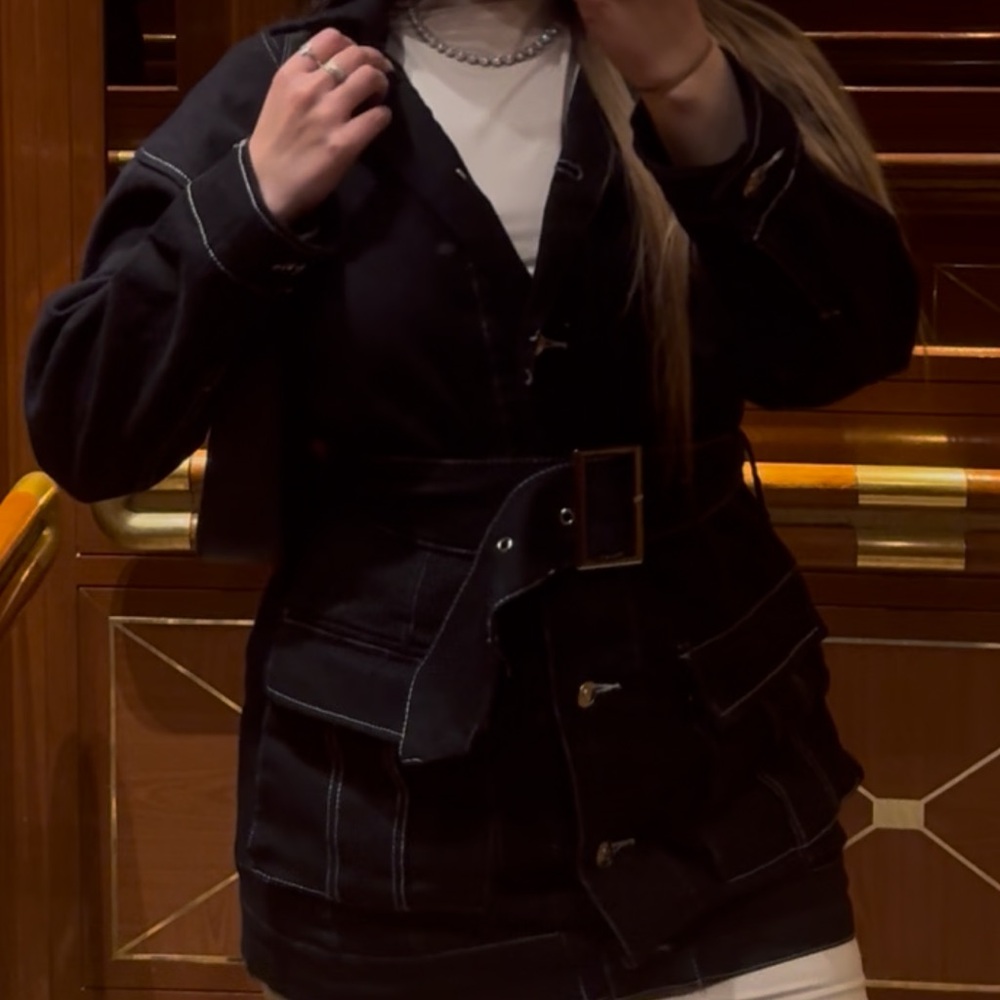 Women's Black Belted Jacket
